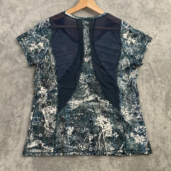 Lululemon Shirt Womens 6 Seek the Heat Short Sleeve Wildwood Nocturnal Blue Teal - Picture 5 of 6